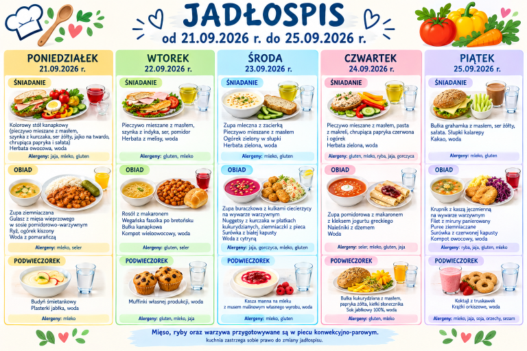 Jadłospis 21.09 – 25.09